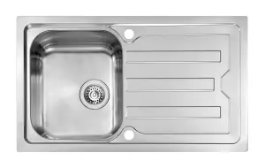 Clearwater Viva Single Bowl and Drainer Stainless Steel Flush Mount Kitchen Sink - VI870