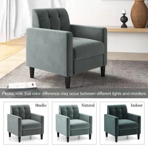 COSTWAY Modern Velvet Accent Sofa Chair Tufted Back Single Side Chair