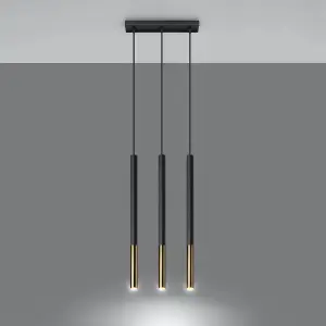 Mozaica Steel Black/Golden 3L Light Classic Pendant Ceiling Light