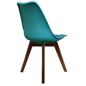 Soho Teal Plastic Dining Chair with Squared Dark Wood Legs