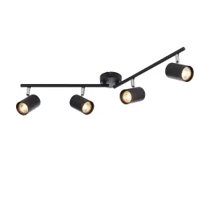 Luminosa Arezzo Ceiling Spotlight Bar 4 Light Matt Black Paint