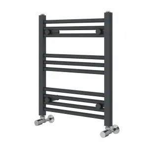 Right Radiators 600x500 mm Straight Heated Towel Rail Radiator Bathroom Ladder Warmer Anthracite