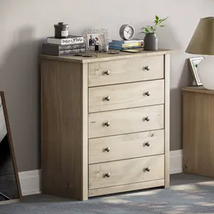 Vida Designs Panama 5 Drawer Chest Solid Pine (H)890mm (W)800mm (D)410mm