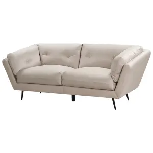 3 Seater Velvet Sofa Beige LENVIK