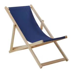 Interiors by Premier Blue Deck Chair, Water-resistant Small Outdoor Deck Chair, Built Last Lawn Chair, Foldable Wooden Deck Chair