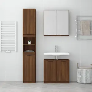 Berkfield 3 Piece Bathroom Cabinet Set Brown Oak Engineered Wood