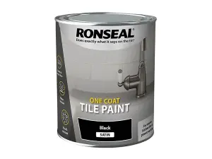 Ronseal 39374 One Coat Tile Paint Black Satin 750ml RSLOCTPBS750