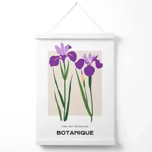 Purple Iris Plants Flower Market Minimalist Poster with Hanger / 33cm / White