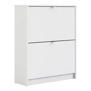 Shoes Shoe cabinet  w. 2 tilting doors and 2 layers White