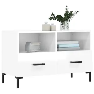 Berkfield TV Cabinet High Gloss White 80x36x50 cm Engineered Wood