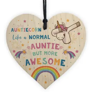 Red Ocean Auntiecorn Wood Heart Unicorn Gift For Auntie Birthday Christmas Gift Thankyou