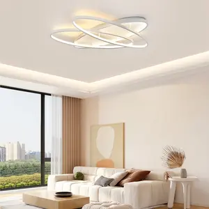 LED Modern Ceiling Light 3 Ring Dimmable with Remote Control Hanalei White