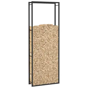 Berkfield Firewood Rack Matt Black 80x28x222 cm Steel