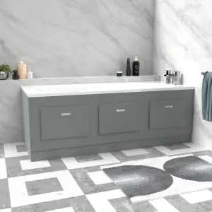 Nes Home Matt Grey 1700mm Magnetic Door Durable PVC Front Bath Panel