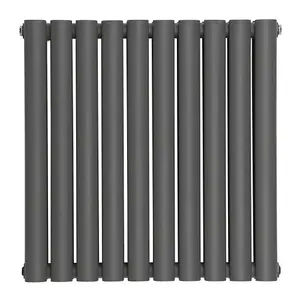 Nes Home Norden 600 x 590mm Horizontal Double Oval Tube Anthracite Designer Radiator