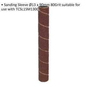 13mm x 90mm Bobbin Drum Sanding Sleeve - 80 Grit - Oscillating Aluminium Oxide