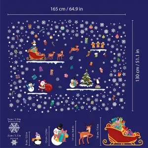 Santa's friends with Snowflakes in Candyland Christmas Wall Stickers Living room DIY Home Decorations