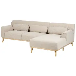 Corner Sofa SIMOS Light Beige Corduroy Left Hand