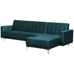 Corner Sofa ABERDEEN Teal Velvet Left Hand