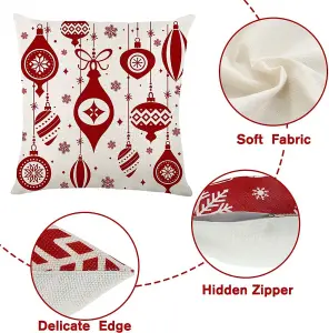 4 Pack Christmas Pillow Covers 1818 Inch Linen Red Christmas Snowflake Throw Cushion Covers Merry Christmas Pillow Cases