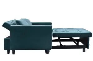 Sofa Bed Double, Convertible 3 in 1 Pull Out Velvet Sofa Bed, 2 Seater Guest Bed Settee, Max Load 300LBS - Green