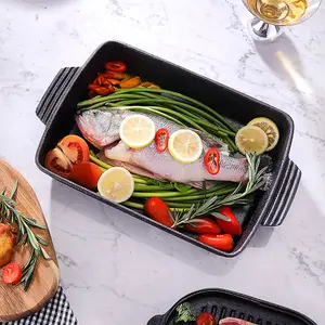 Black Rectangular Cast Iron Baking Pan