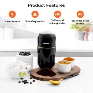 Geepas Electric Coffee Nuts Grinder Spice Grinder Wet and Dry 80g Capacity