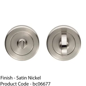 Bathroom Thumbturn Lock and Release Handle Beveled Edged Rose Satin Nickel