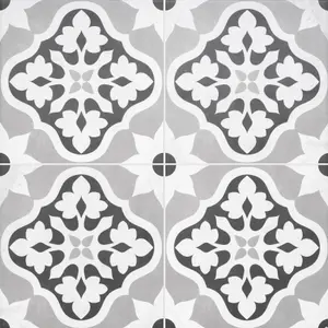 House of Mosaics Dagenham Grey & white Matt Patterned Porcelain Wall & floor Tile Sample