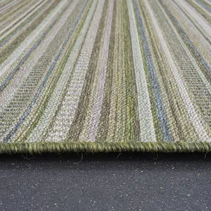 Green Striped Outdoor Rug, Striped Stain-Resistant Rug For Patio,Deck, Garden, Durable Modern Outdoor Rug-160cm X 230cm