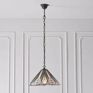 Tiffany Glass Hanging Ceiling Pendant Light Bronze Chain Deco Lamp Shade i00076