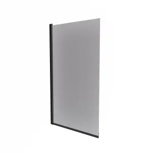 Nes Home 800mm Square Bath Screen Matt Black Profile Grey Tinted Glass Reversible  Sky