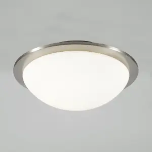 Litecraft Arwel Satin Nickel LED Flush Bathroom Ceiling Light