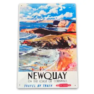 Vintage Metal Sign - British Railways Retro Advertising, Newquay