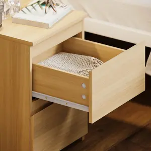 Cunha 2 Drawer Bedside Table Pine