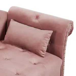 Left Hand Velvet Chaise Lounge Pink IVRY