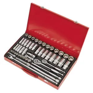 Sealey Socket Set 50pc 3/8" & 1/2" Square Drive 6 Point WallDrive Metric AK6942