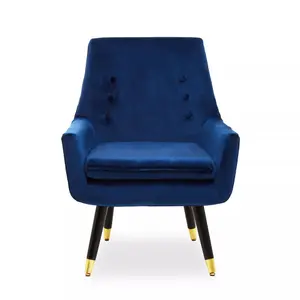 Interiors by Premier Stylish Midnight Velvet Armchair, Accent Chair With Slanted Wooden Legs, Modern Midnight Velvet Chair