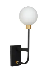 Lucide Berend Classic Wall Light Bathroom Tall - 1xG9 - IP44 - Black