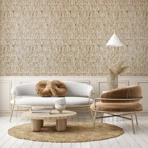 Galerie Salt Calma Cinnamon Shimmer Paper Strips Design Wallpaper Roll