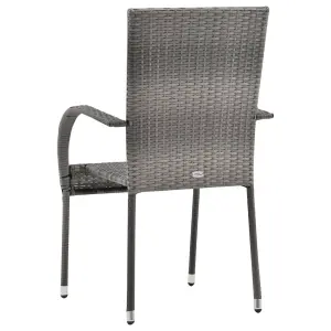 Berkfield Stackable Outdoor Chairs 4 pcs Grey Poly Rattan