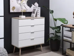 Beliani Modern 4 Drawer Chest White WALPI