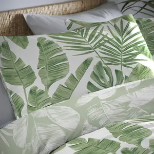 Tahiti Floral Duvet Cover Set with Pillowcases Green/White / Single Duvet Cover + 1 Standard Pillowcase