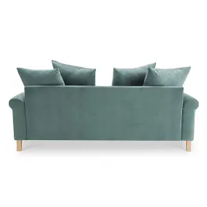 Churchill 3 Seater Sofa With Scatter Back Cushions, Teal Velvet