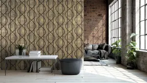 Galerie Universe Umber Brown Saturn Glass Stone Geometic Lines Wallpaper Roll