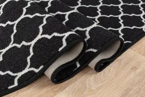 Smart Living Heavy Duty Machine Washable Runner for Hallway, Kitchen Non Slip Floor Mats, Door Mat 80cm x 150cm - Black Cream