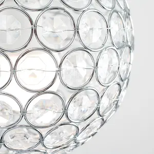 ValueLights Ducy Modern Chrome Globe Ceiling Light Shade with Acrylic Crystal Effect Jewels