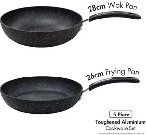 Scoville Neverstick Non-Stick Aluminium 5 Piece Pan Set, Black