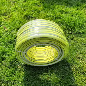 Garden Hose Pipe, 25 m / 82 ft Long, Reinforced 4 Layer Non-Toxic 1/2" Watering Irrigation Hosepipe, Phthalate Free (Yellow)