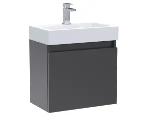 Cloakroom Suite - Slimline Vanity Unit, Tap and Toilet - Gloss Grey/Chrome